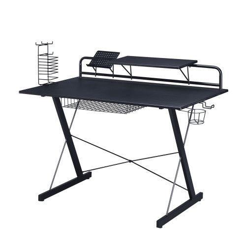 Carbon Fiber Gaming Desk with Monitor Stand & Shelves