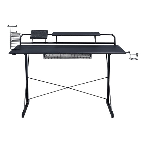 Carbon Fiber Gaming Desk with Monitor Stand & Shelves