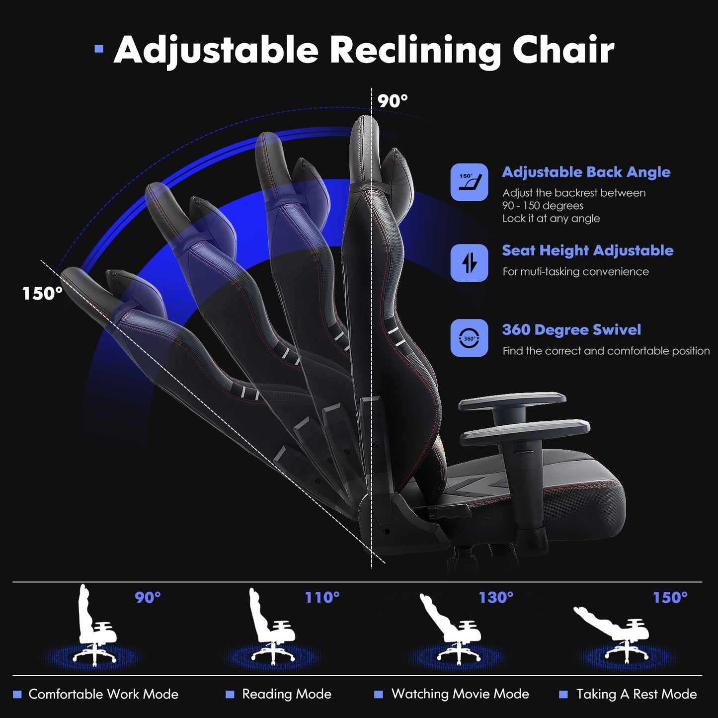 Ergonomic High-Back Gaming Chair with Footrest